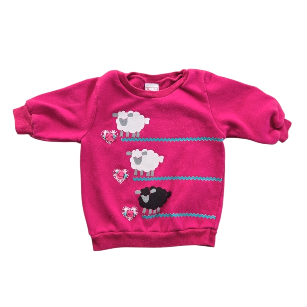 Vintage 1990s Buster Brown Fuschia Pink Sheep Sweatshirt